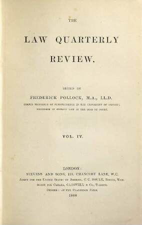 The Law quarterly review. 4. 1888