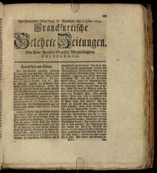 Num. LI. Dienstags, den 1. Julius. 1755 - Num. LX. Freytags, den 1. August. 1755