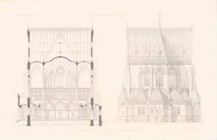 St. Johanniskirche, Hamburg-Altona: Choransicht, Schnitt (aus: Atlas zur Zeitschrift für Bauwesen, hrsg. v. F. Endell, Jg. 27, 1877)