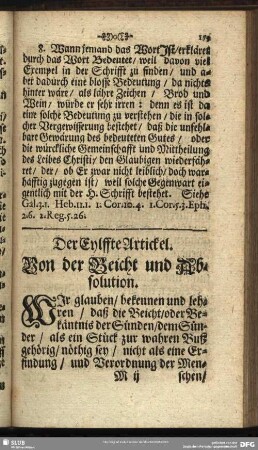 Der Eylffte Artickel. Von der Beicht und Absolution