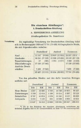 II. Die einzelnen Abteilungen