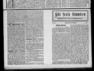 Für freie Stunden. 1921-1923