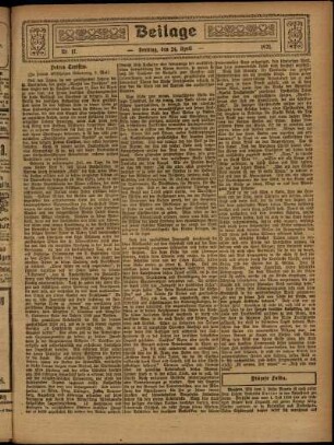 Zweite Ausgabe vom Sonntag, den 24. April 1921.
