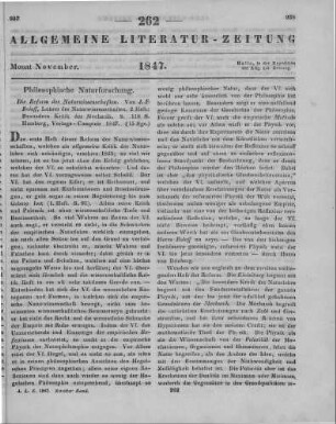 Roloff, J. F.: Die Reform der Naturwissenschaften. Aufforderung zu einer gründlichen Kritik, namentlich der Naturlehre. H. 2. Besondere Kritik der Mechanik. Hamburg: Verlags-Comptoir 1847