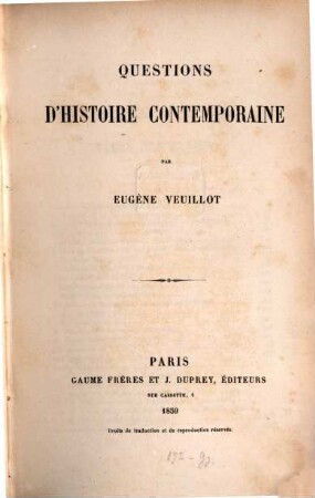 Questions d'histoire contemporaine