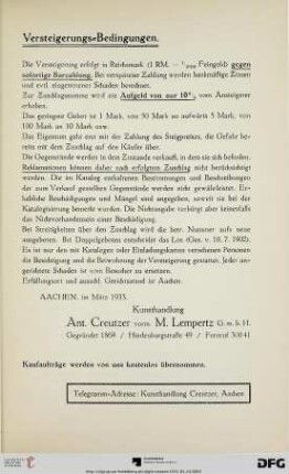 Versteigerungs-Bedingungen