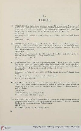 IV. Textilien (Nr. 119 - 125)