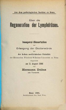 Über die Regeneration der Lymphdrüsen : Inaug.-Diss.