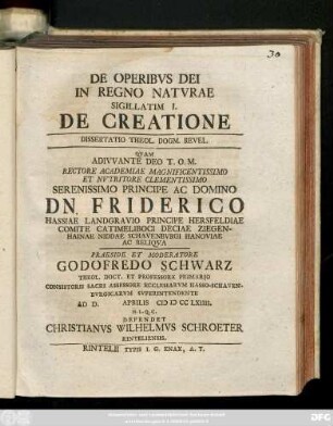 Sigillatim 1: De creatione