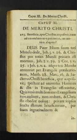Caput XI. De Merito Christi. / Von dem Verdienst Christi. [u. a.]