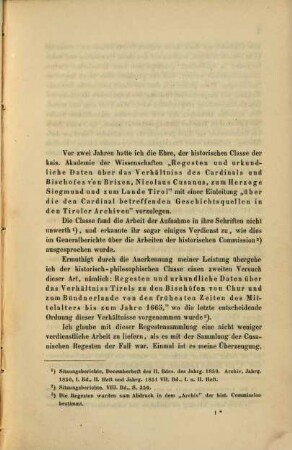 Über das Verhältnis Tirols zu den Bischöfen von Chur und zum Bündnerland von den frühesten Zeiten des Mittelalters bis zum Jahre 1665