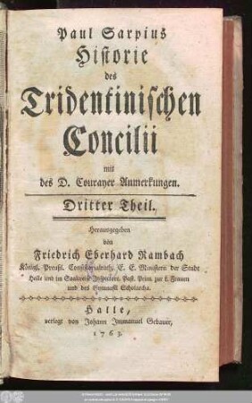 3: Paul Sarpius Historie des Tridentinischen Concilii