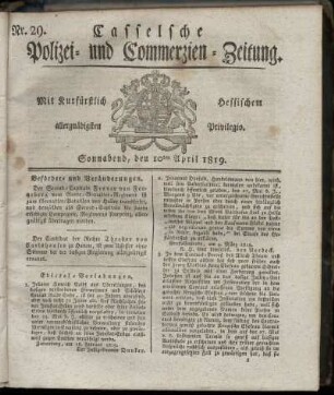 Nr. 29, Sonnabend, den 10ten April 1819