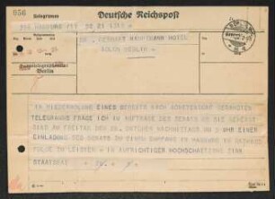 Brief von Alexander Zinn an Gerhart Hauptmann