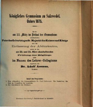 Jahresbericht : Ostern .... 1874/75