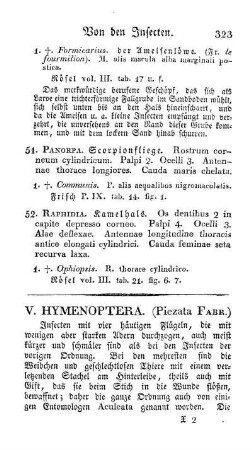 V. Hymenoptera ( Piezata Fabr.)