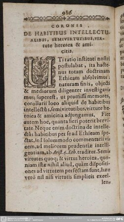 Coronis De Habitibus Intellectualibus, Semivirtutibus, Virtute heroica & amicitia
