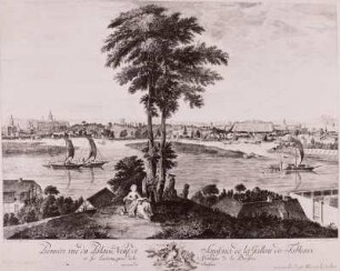Premiére vue du Palais Neuf de Sanssouci de la Gallerie Tableaux (Blick von Braunsberg nach Schloß Sanssouci)