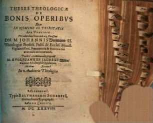 Theses theol. de bonis operibus