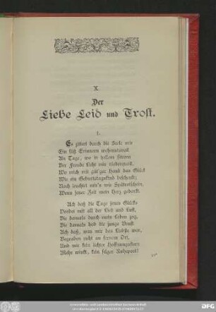 X. Der Liebe Leid und Trost.
