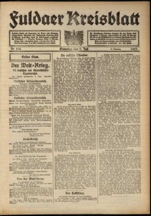 Erste Ausgabe vom Samstag, den 07. Juli 1917.