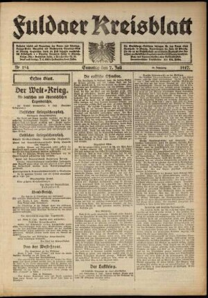 Erste Ausgabe vom Samstag, den 07. Juli 1917.