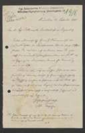 Brief von Adolph Toepffer an Regensburgische Botanische Gesellschaft