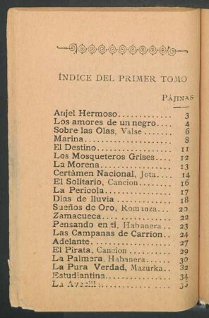 Índice del primer tomo