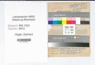 Entnazifizierung Gerhard Hager , geb. 27.09.1896 (Kaufm.Angest.)
