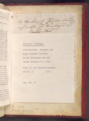 Bibliographische Notiz, Maschinenschrift
