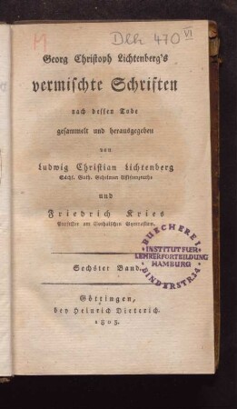 Bd. 6: Georg Christoph Lichtenberg's vermischte Schriften