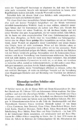 Ehemalige treffen Schüler oder Silber-Abitur 1976