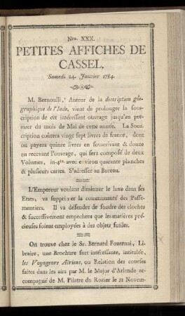 No XXX (Samedi 24 Janvier 1784)