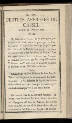 No XXX (Samedi 24 Janvier 1784)