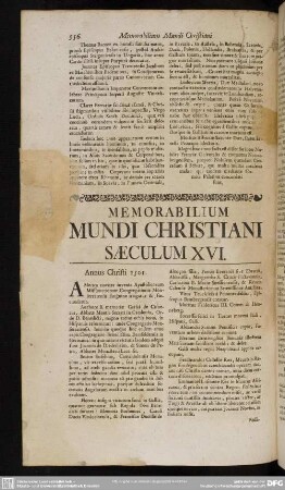 Memorabilium Mundi Christiani Saeculum XVI.