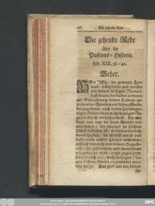 Die zehende Rede über die Paßions-Historie. Ioh. XIX, 38. - 42.