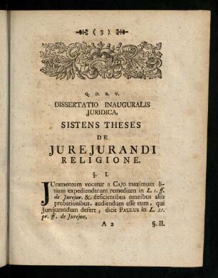 3-16, Dissertatio Inauguralis Juridica, Sistens Theses...