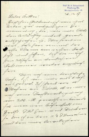 W. Schuchhardt an Unbekannt