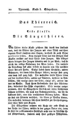 Das Thierreich. Erste Klasse. Die Säugethiere