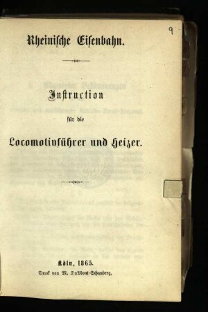 Instruction für die Locomotivführer und Heizer