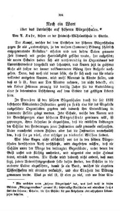 Noch ein Wort über das Lateinische auf höheren Bürgerschulen