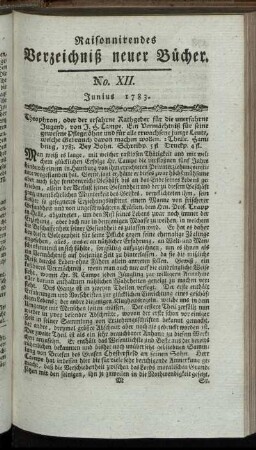 No. XII. Junius 1783.