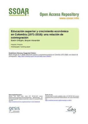 Educación superior y crecimiento económico en Colombia (1971-2016): una relación de cointegración