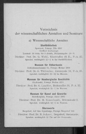Verzeichnis der wissenschaftlichen Anstalten und Seminare
