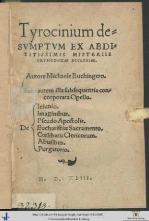 Tyrocinium DESVMPTVM EX ABDITITISSIMIS MISTERIIS ORTHODOXAE ECCLESIAE.
