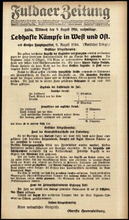 Zweite Ausgabe vom Mittwoch, den 09. August 1916.