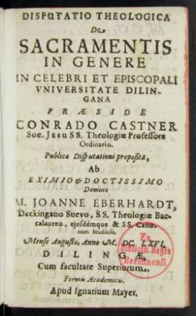 Disputatio Theologica De Sacramentis In Genere