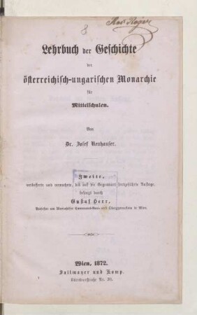 Lehrbuch der Geschichte der österreichisch-ungarischen Monarchie für Mittelschulen