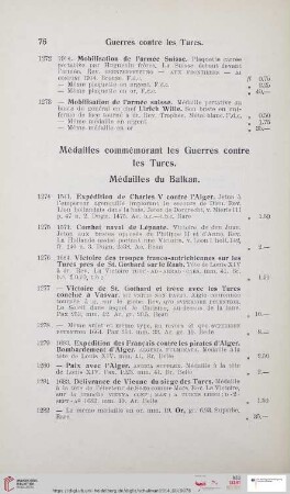 Médailles commémorant les Guerres contre les Trucs. Médailles du Balkan (Nr. 1274 - 1307)