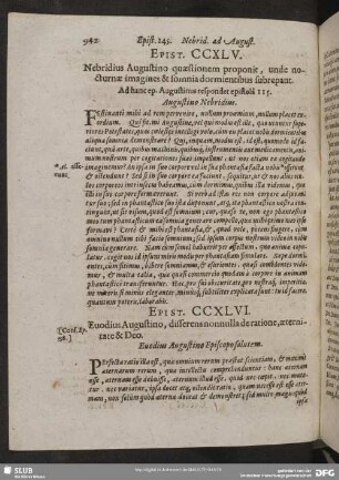 Epist. CCXLVI. Euodius Augustino, differens nonulla de ratione, aeternitate & Deo